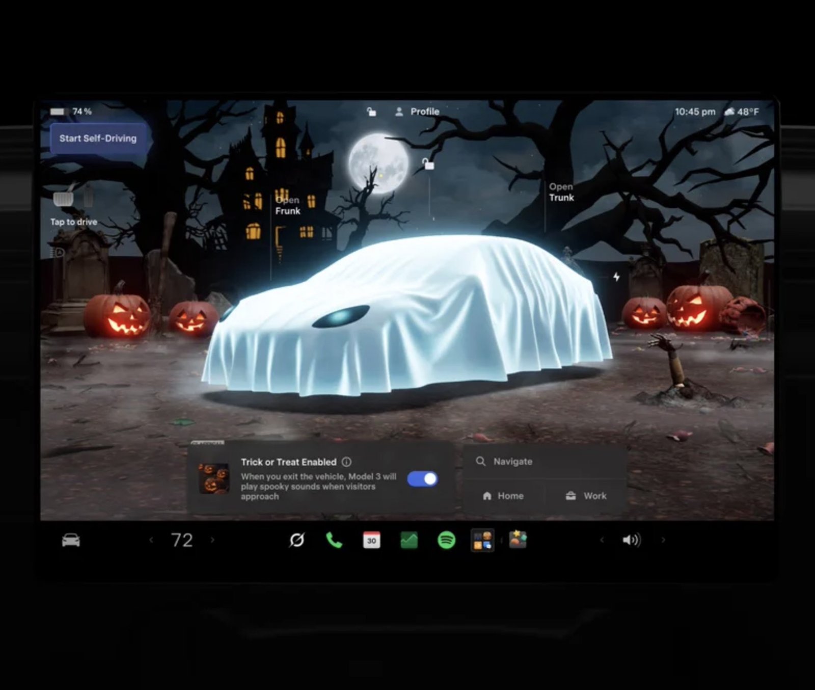 Szellemautó és „Trick or Treat” mód – megjött a Tesla Halloween-frissítése